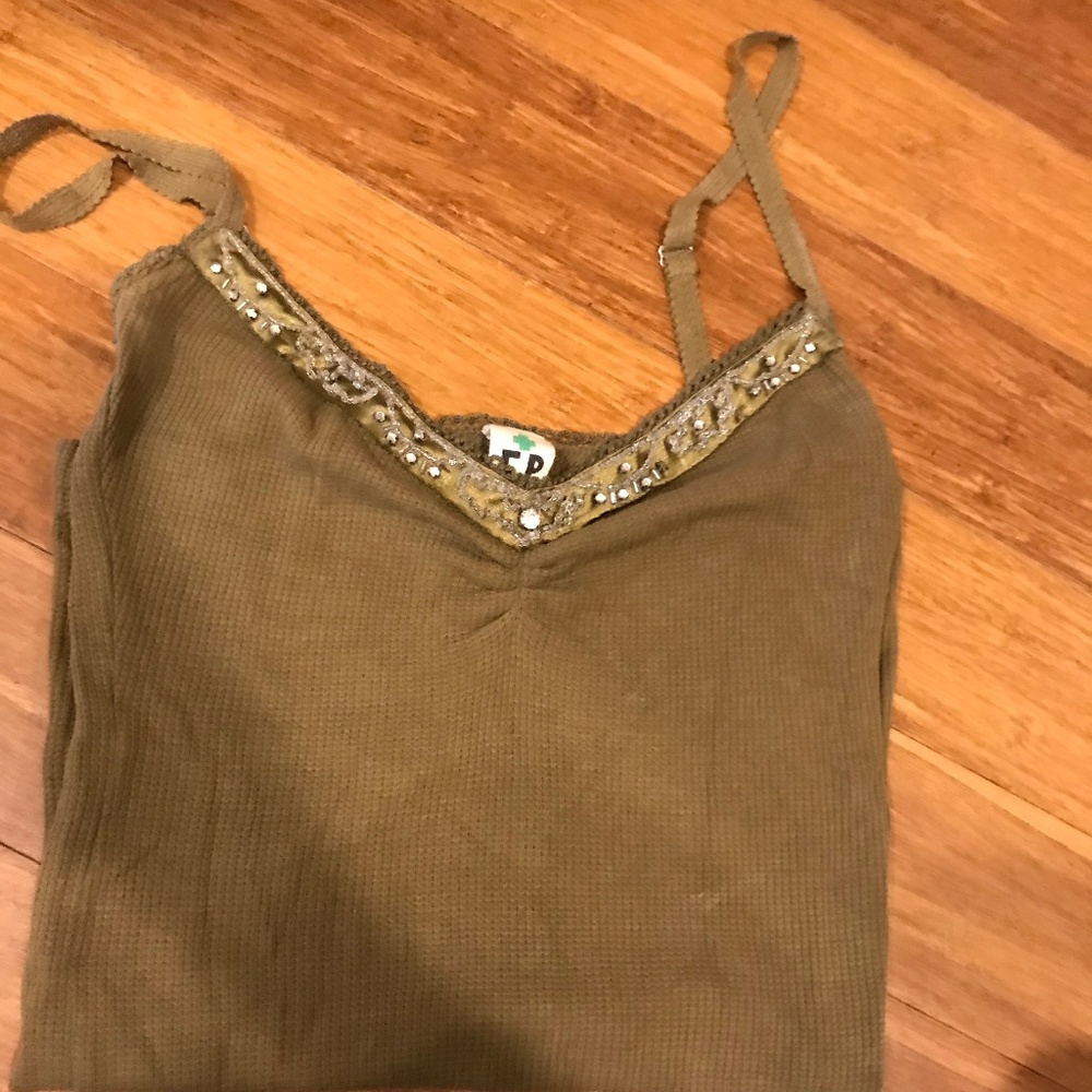 Free People ribbed tank with detailing on neckline